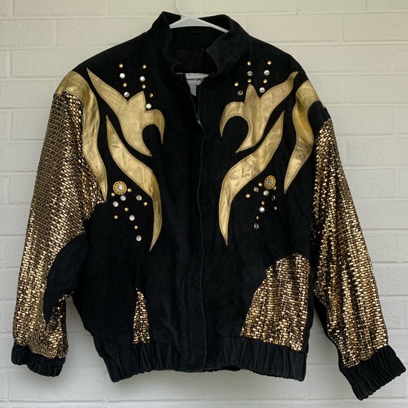 Vintage Jackets & Blazers - Vintage 90’s leather embellished jacket